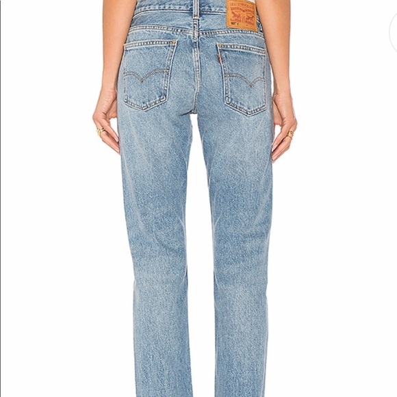 Levi's Orange Tab 505C Cropped Jeans Frayed Hem - Picture 3 of 8